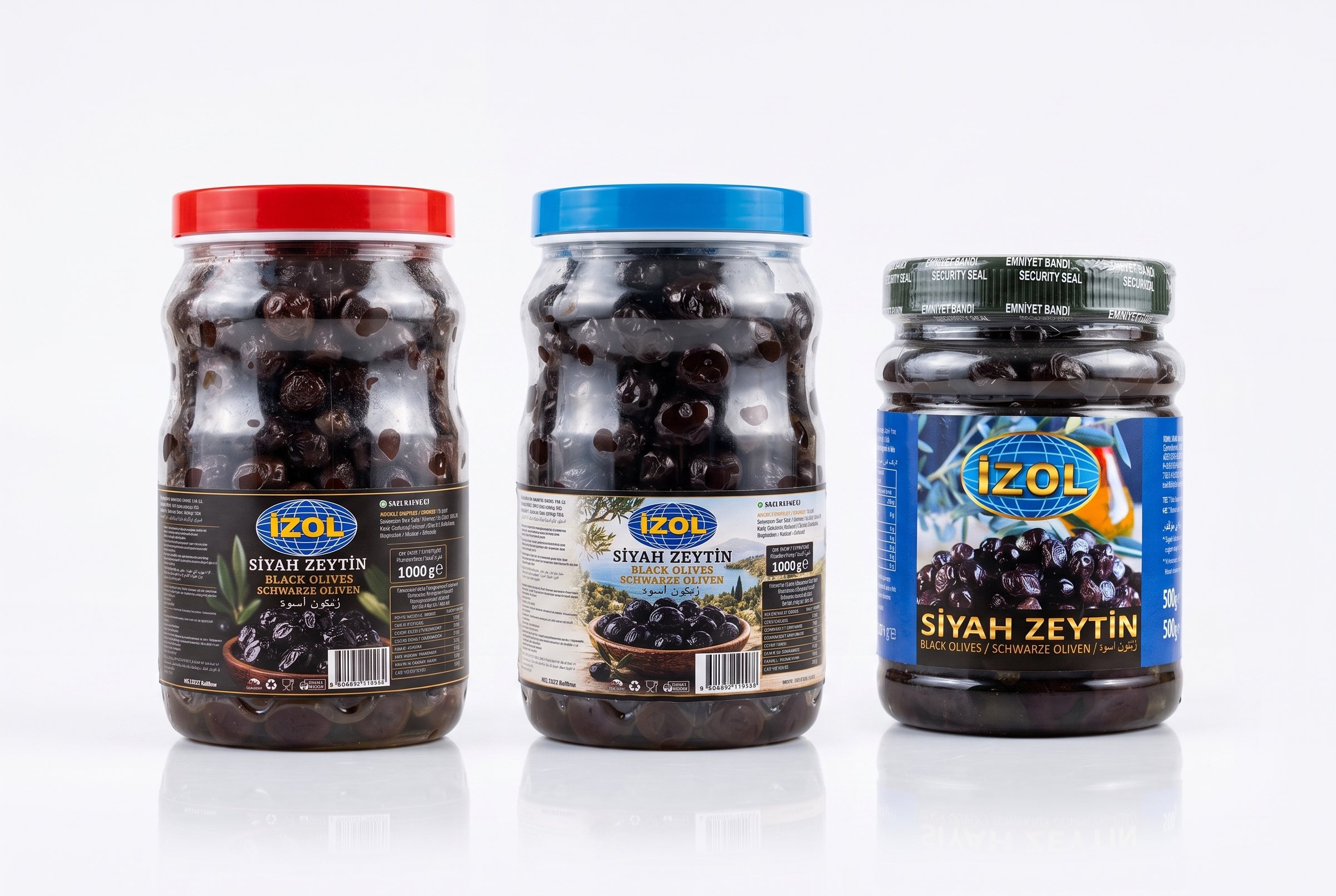 İzol siyah zeytin ambalajları