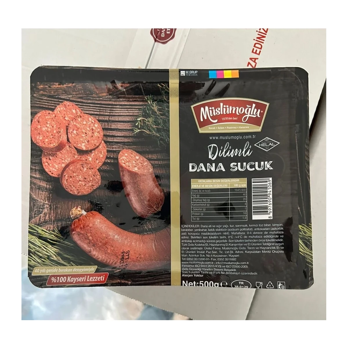 Müslümoğlu Dilimli Dana Sucuk 500 gr — İzol Gıda toptan satış